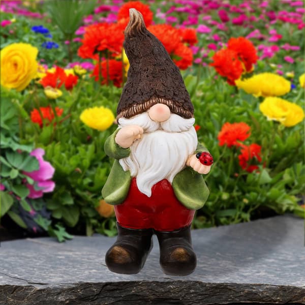 Northlight Seasonal Gnome w/ Ladybug Garden Statue
