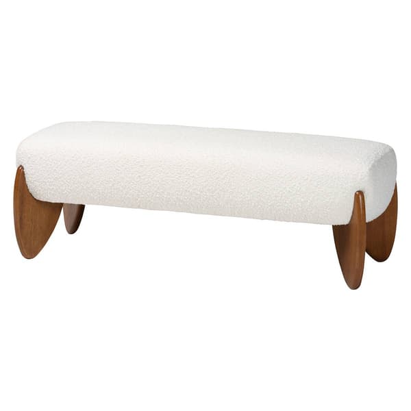 Baxton Studio Vinicio Mid-Century Modern Boucle Accent Bench - image 