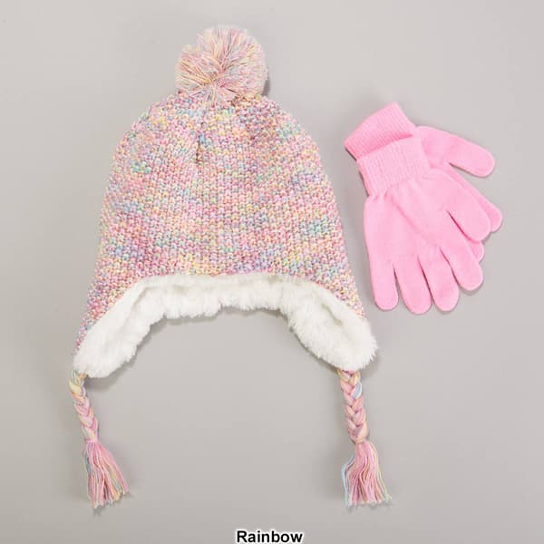 Girls Capelli&#174; New York Space Dye Earflap Hat & Gloves Set