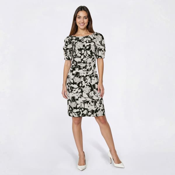 Womens DKNY Short Sleeve Floral Sheath Dress
