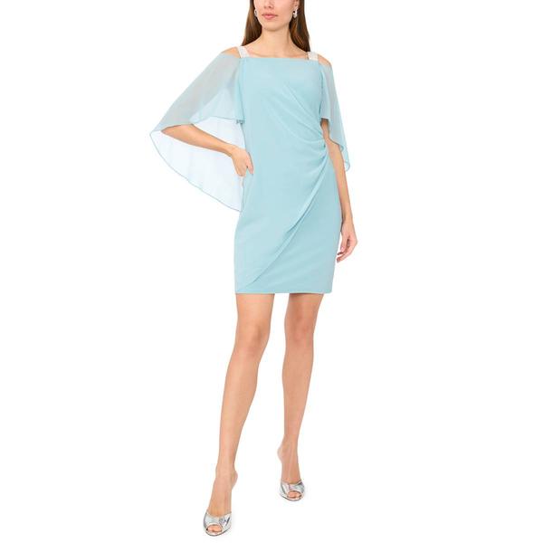 Womens MSK Capelet Overlay Side Drape A-Line Dress