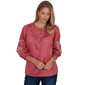 Petite Ruby Rd. Game of Luxe Embroidered Sleeve Voile Blouse - image 1
