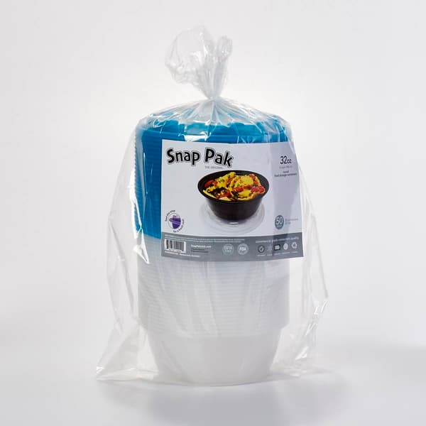 25pc. Round Clear Bowls w/ Blue Lids Boscov's