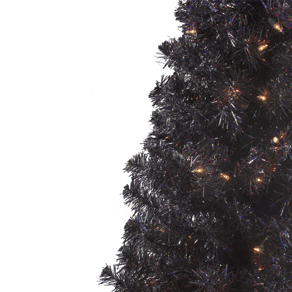 Northlight 4in. Pre-Lit Slim Artificial Tinsel Halloween Tree