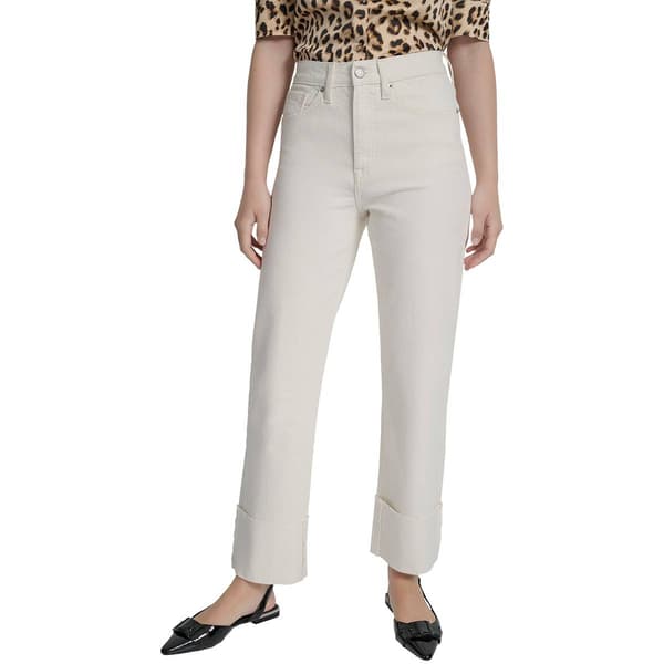 Womens DKNY High Rise Classic Straight Leg With Raw Edge
