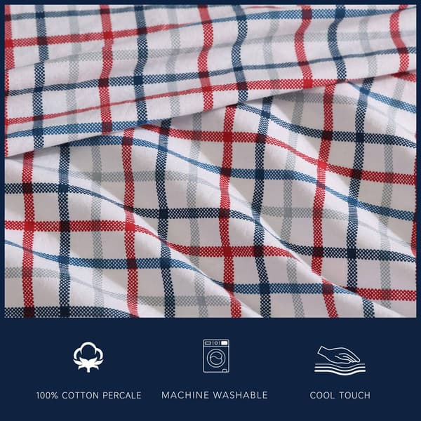Nautica Boating Tattersall Cotton Percale Sheet Set