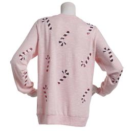 Plus Size Tru Self Drop Shoulder Sequin Candy Cane Sweater