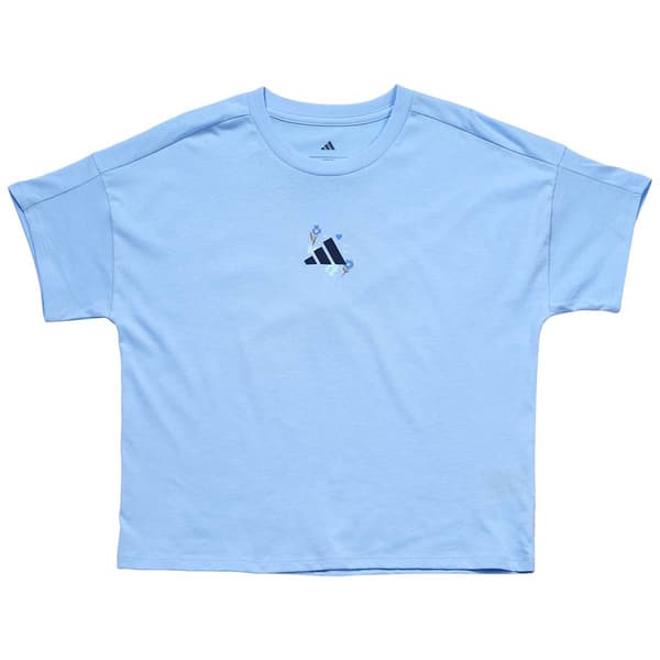 Girls (7-16) adidas(R) Short Sleeve Floral Logo Loose Fit Tee - image 