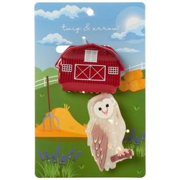 Womens Twig & Arrow 2pk. Barn Owl & Red Barn Claw Clips