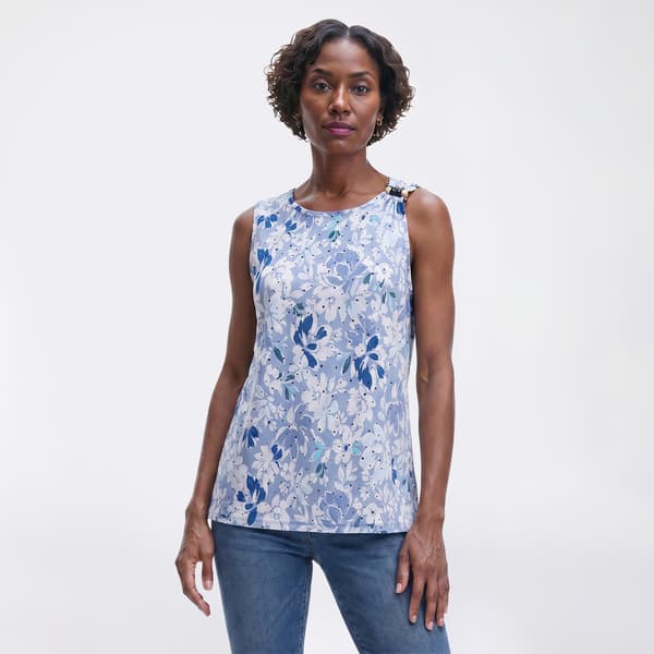 Womens Emily Daniels Sleeveless Floral Disco Foil Dot Blouse - image 