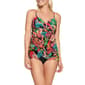 Womens Christina Blue Floral Flyaway D Cup Tankini Swim Top - image 1