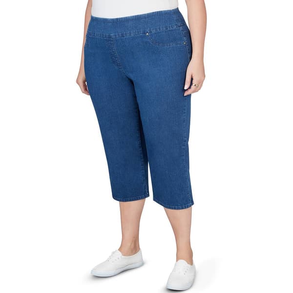 Plus Size Ruby Rd. Key Items Pull On Denim Stretch Capri Pants