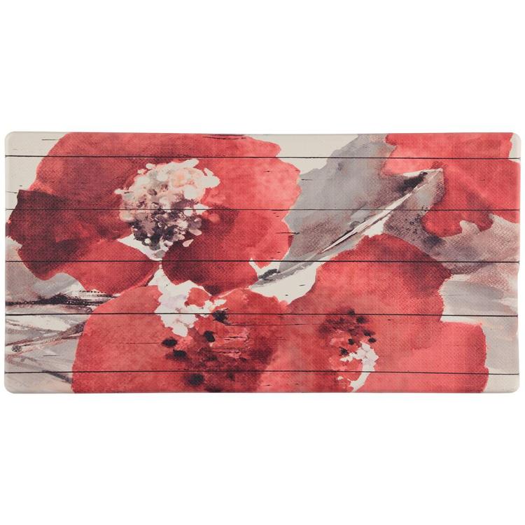 J&V Textiles Cloud Comfort Anti-Fatigue Red Floral Kitchen Mat
