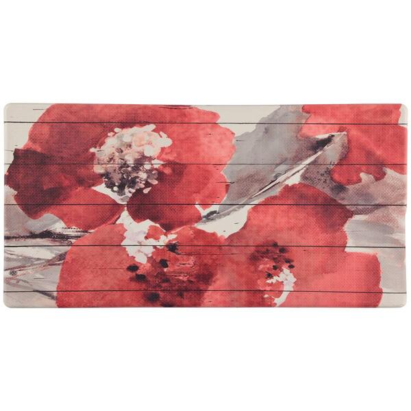 J&V Textiles Cloud Comfort Anti-Fatigue Red Floral Kitchen Mat - image 