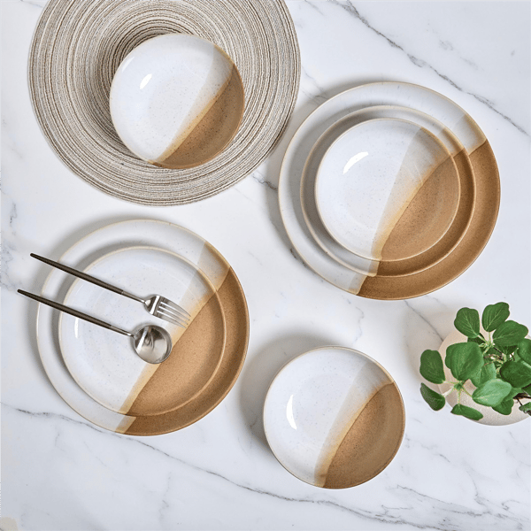 Sango Phoebe 12pc. Caramel Round Dinnerware Set - Service for 4