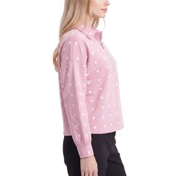 Womens NY Collection Long Sleeve Allover Heart Sweatshirt