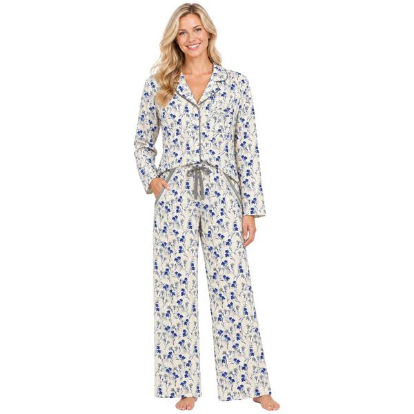 Petite White Orchid Long Sleeve Shadow Floral Pajama Set
