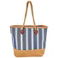 Caribbean Joe Blue Stripe Straw Tote - image 4