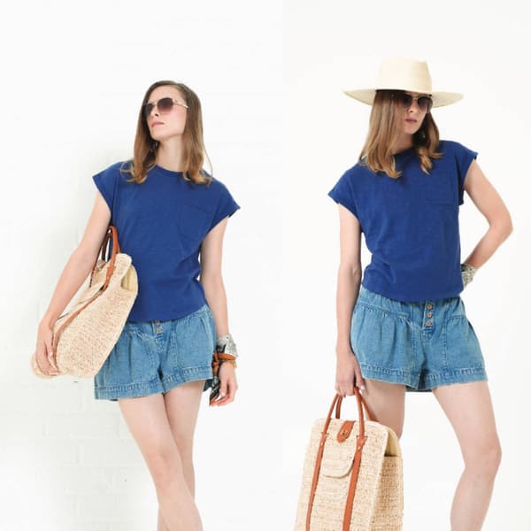 Womens MNK Solid Cap Sleeve Knit Tee