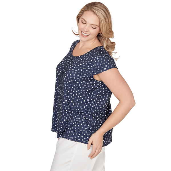 Plus Size Emaline Sapphire Serenade II Cap Sleeve Stars Tee