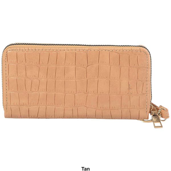 Womens Sasha Matte Croco Zip Around Wallet