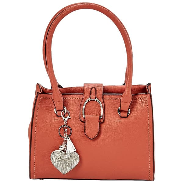 DS Fashion Double Handle Weather Satchel with Heart Charm - image 