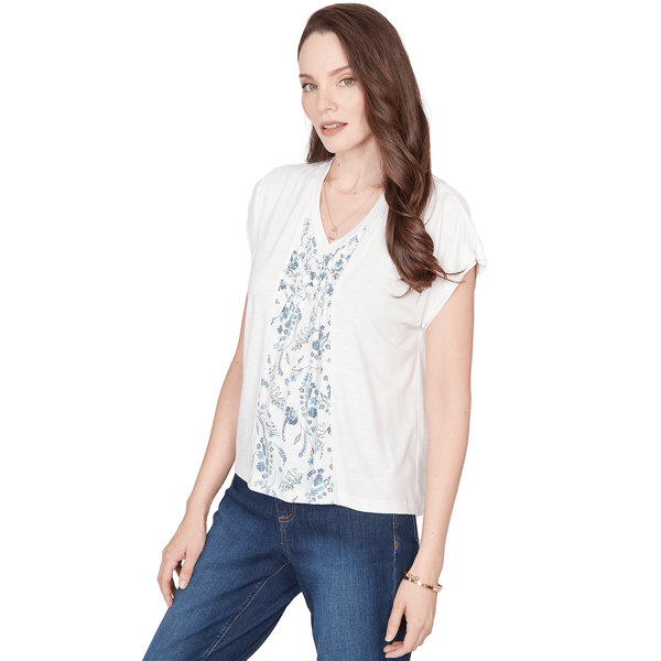 Womens Skye’s the Limit Fresh Start V Neck Ditsy Floral Blouse
