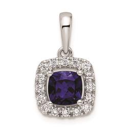 Pure Fire 14kt. White Gold Lab Created Blue Sapphire Halo Pendant
