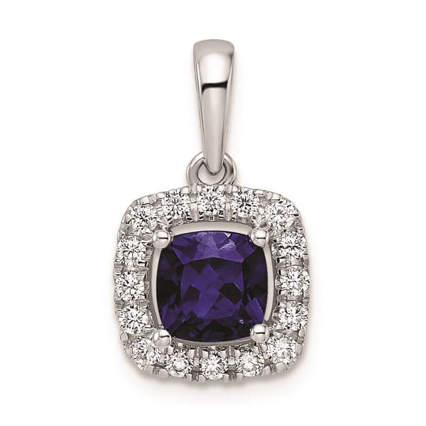 Pure Fire 14kt. White Gold Lab Created Blue Sapphire Halo Pendant