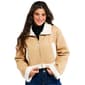 Juniors Love Tree Cropped Sherpa Trim Faux Suede Jacket - image 1