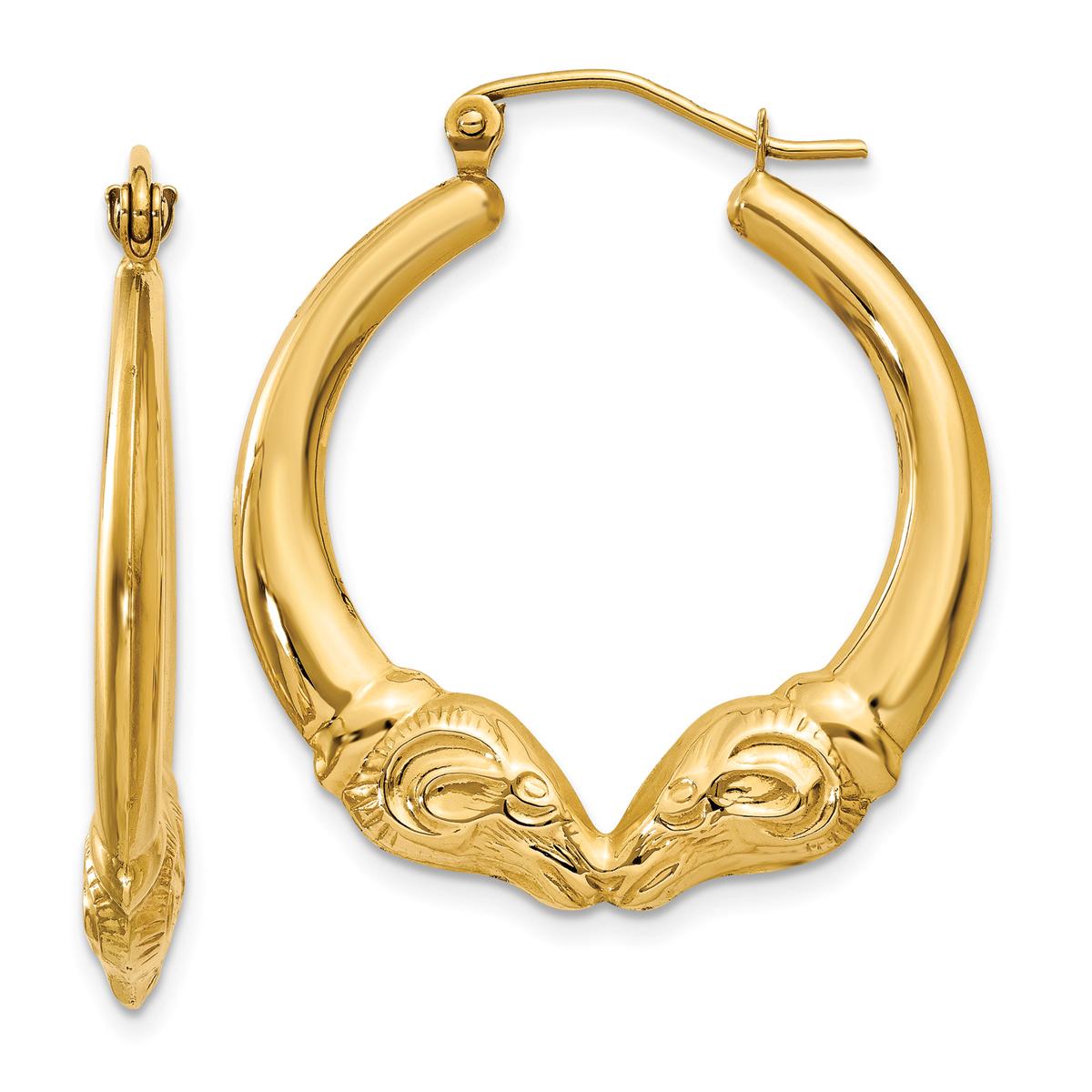 Gold Classics™ 26mm. 14kt. Gold Polished Ram Hoop Earrings
