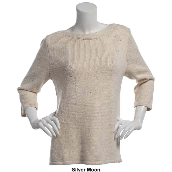 Womens Leo & Nicole 3/4 Sleeve Bateau Yarn Sweater