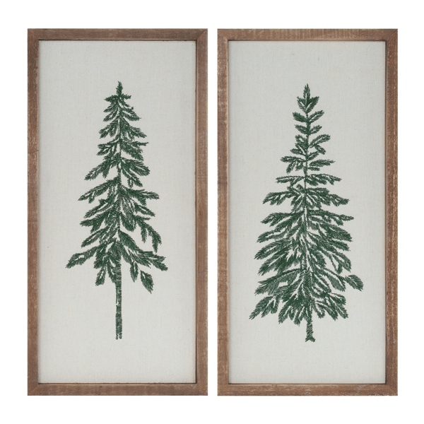 Melrose Embroidered Pine Tree Wall Art - Set of 2 - image 