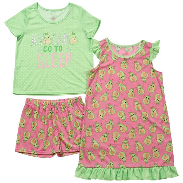 Girls &#40;7-12&#41; Rene Rofe&#40;R&#41; 3pc. Avocado Nightgown/Shorts Pajama Set - image 