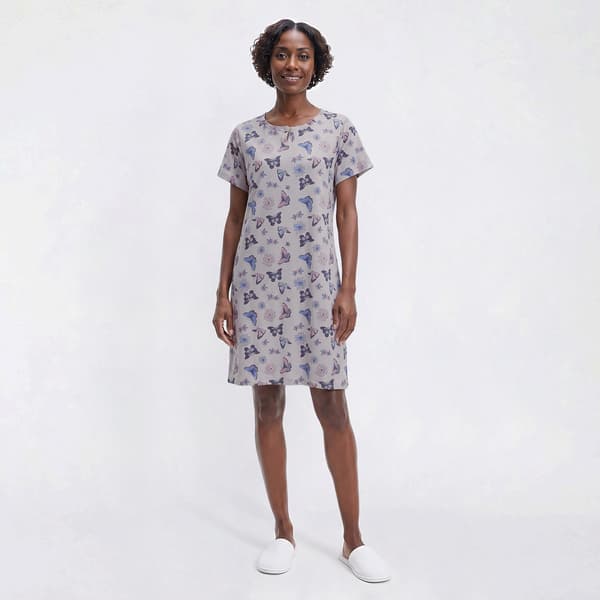 Womens Pink Laundry Short Sleeve Butterfly Nightshirt