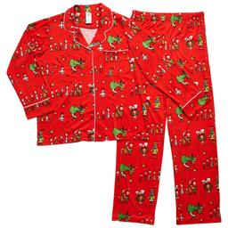 Kids Grinch Long Sleeve Whoville Notch Collar Pajama Set