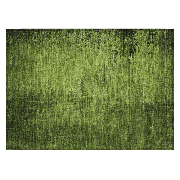 HomeRoots Green Abstract Non Skid Indoor Outdoor Accent Rug