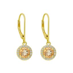 Gianni Argento Gold Plated Halo Lever Back Drop Earrings