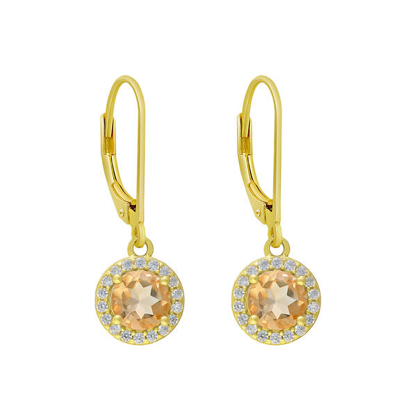 Gianni Argento Gold Plated Halo Lever Back Drop Earrings - image 