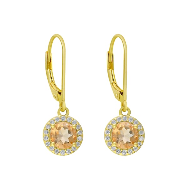 Gianni Argento Gold Plated Halo Lever Back Drop Earrings - image 
