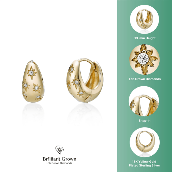 Brilliant Grown 18kt. Gold-Plated Lab-Grown Diamond Hoop Earrings