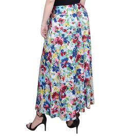 Petite NY Collection Pull On Side Tie Skirt - Pink/Blue Floral