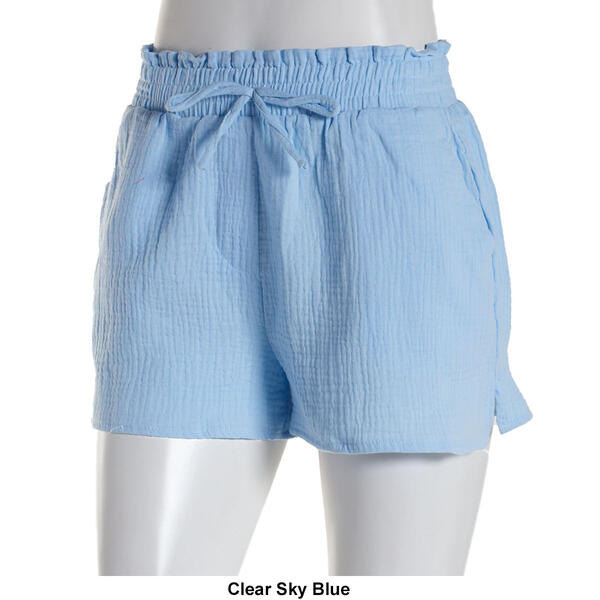 Juniors No Comment Resort Crinkle Gauze Cotton Shorts
