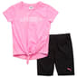 Girls (7-16) Puma® Tie Front Flower Tee w/ Bike Short Set - image 2
