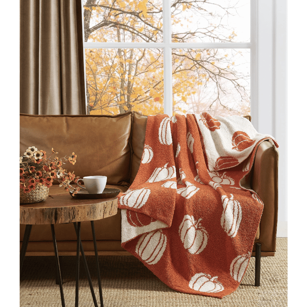 Truly Soft Cozy Pumpkins Reversible Throw Blanket - image 