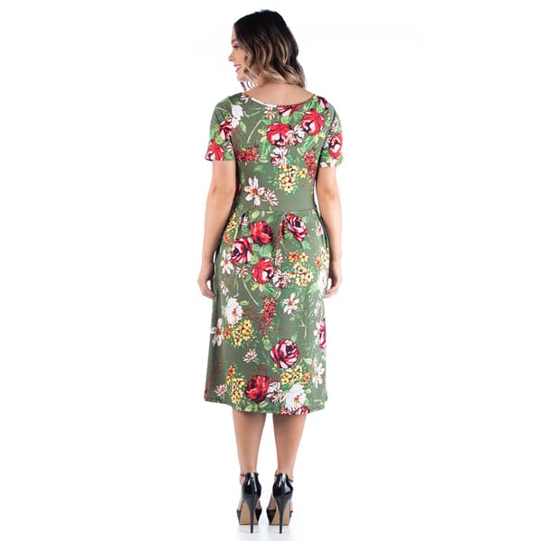 Plus Size 24/7 Comfort Apparel Floral Fit & Flare Dress