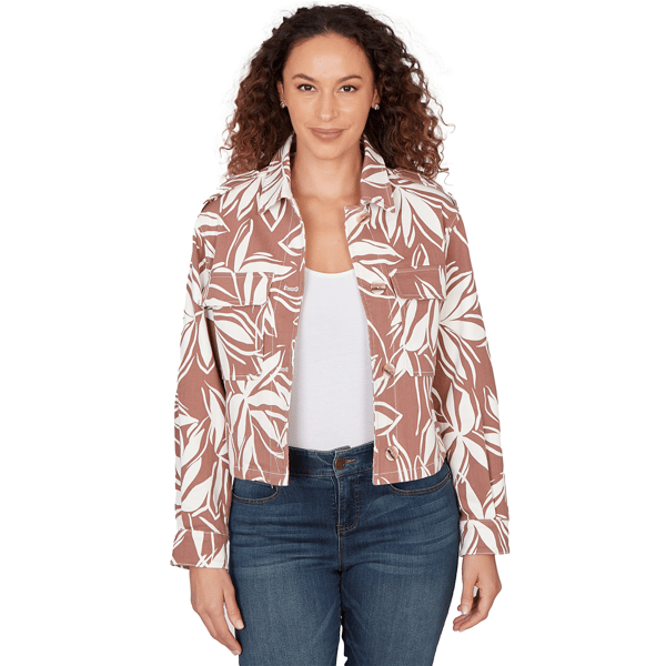 Petite Skyes the Limit Blooming Pastels Leaf Denim Jacket