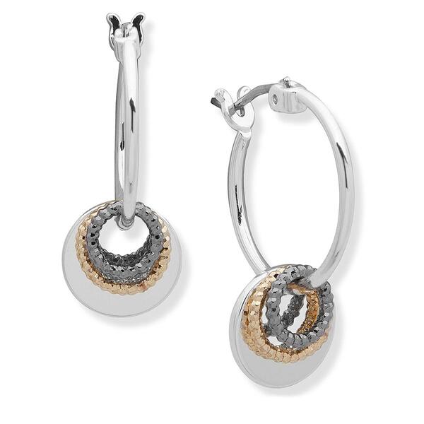 Nine West Tri-Tone Shaky Drop Off Hoop Earrings - image 