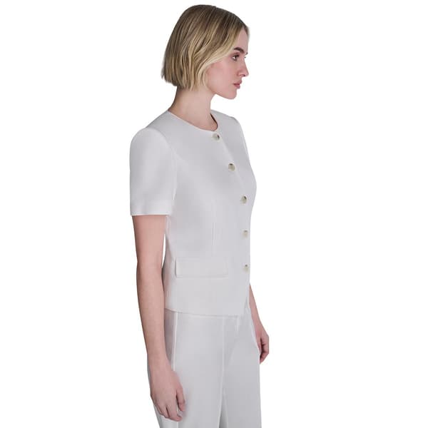 Womens DKNY Short Sleeve Button Front Blouse