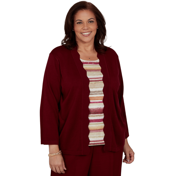 Plus Size Alfred Dunner Union Square Scallop Two in One Blouse - image 